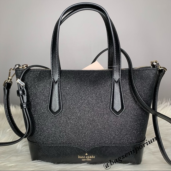 Kate Spade Black Glitter Satchel Crossbody Bag - Picture 5 of 9